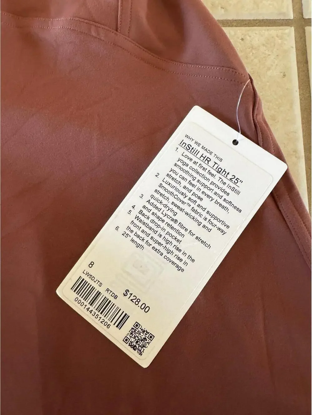 Lululemon Instill High Rise 25” Roasted Brown Size 8 NWT
